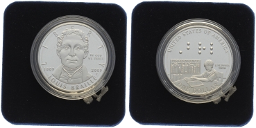 USA 1 Dollar 2009 Louis Braille Bicentennial Silver Dollar